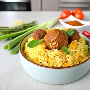 Briyani Kambing Vegetarian (Vegetarian Mutton Briyani)
